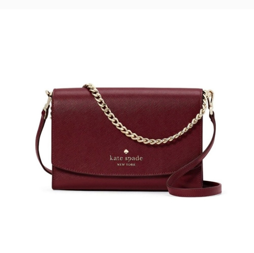 NWOT Kate Spade Carson Saffiano Leather Convertible Crossbody Bag in Cherrywood